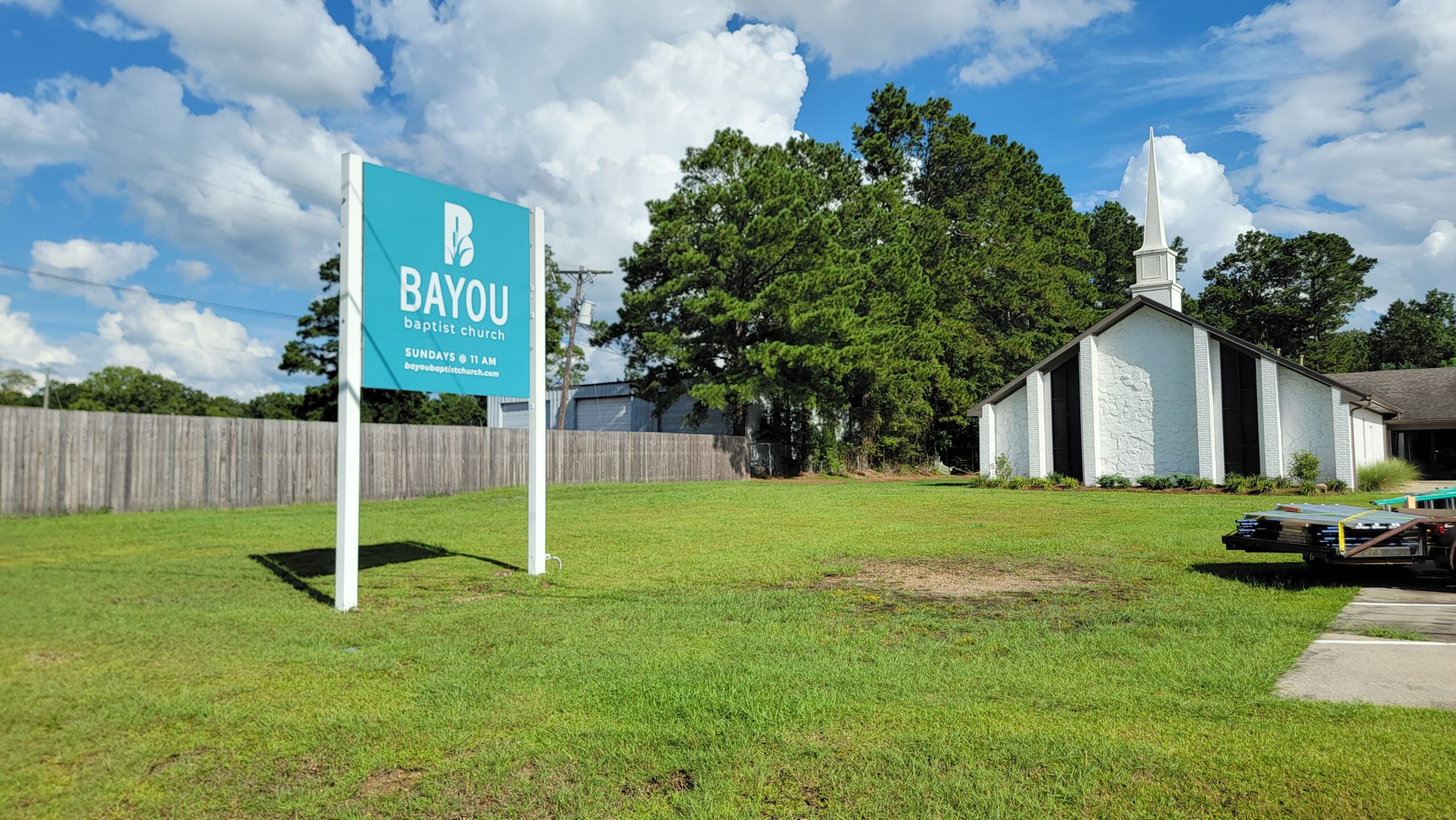 Church road sign, Signage