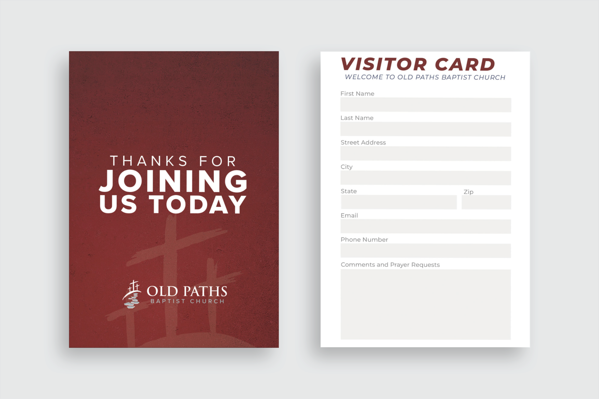 church, custom design, visitor card