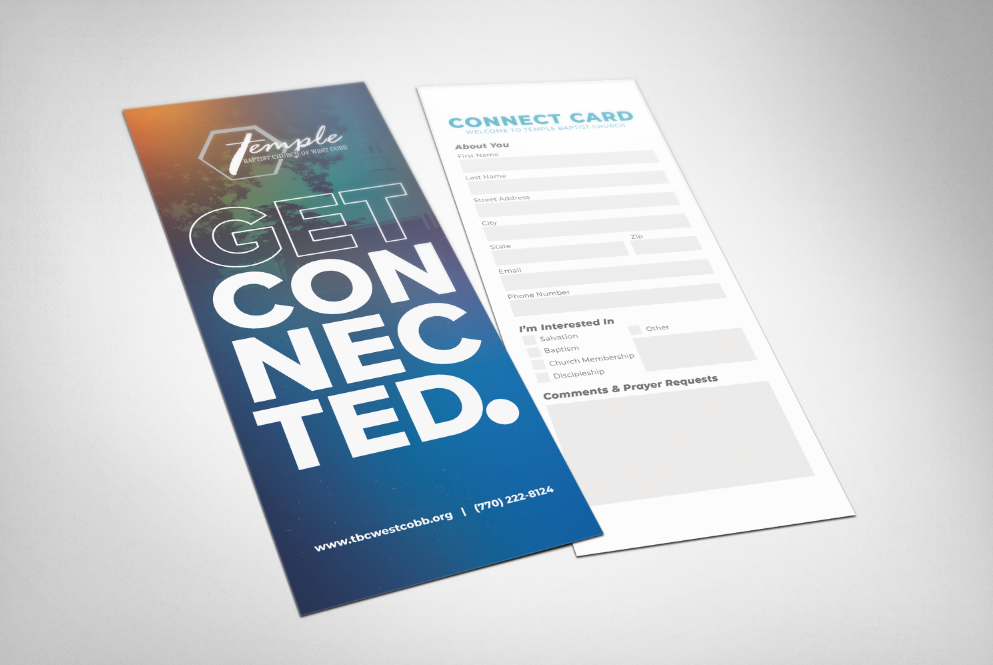 church outreach, connection card, custom design,