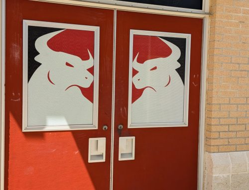 Spanish Fort High School Band Room Window Perf Graphics | School Door Branding